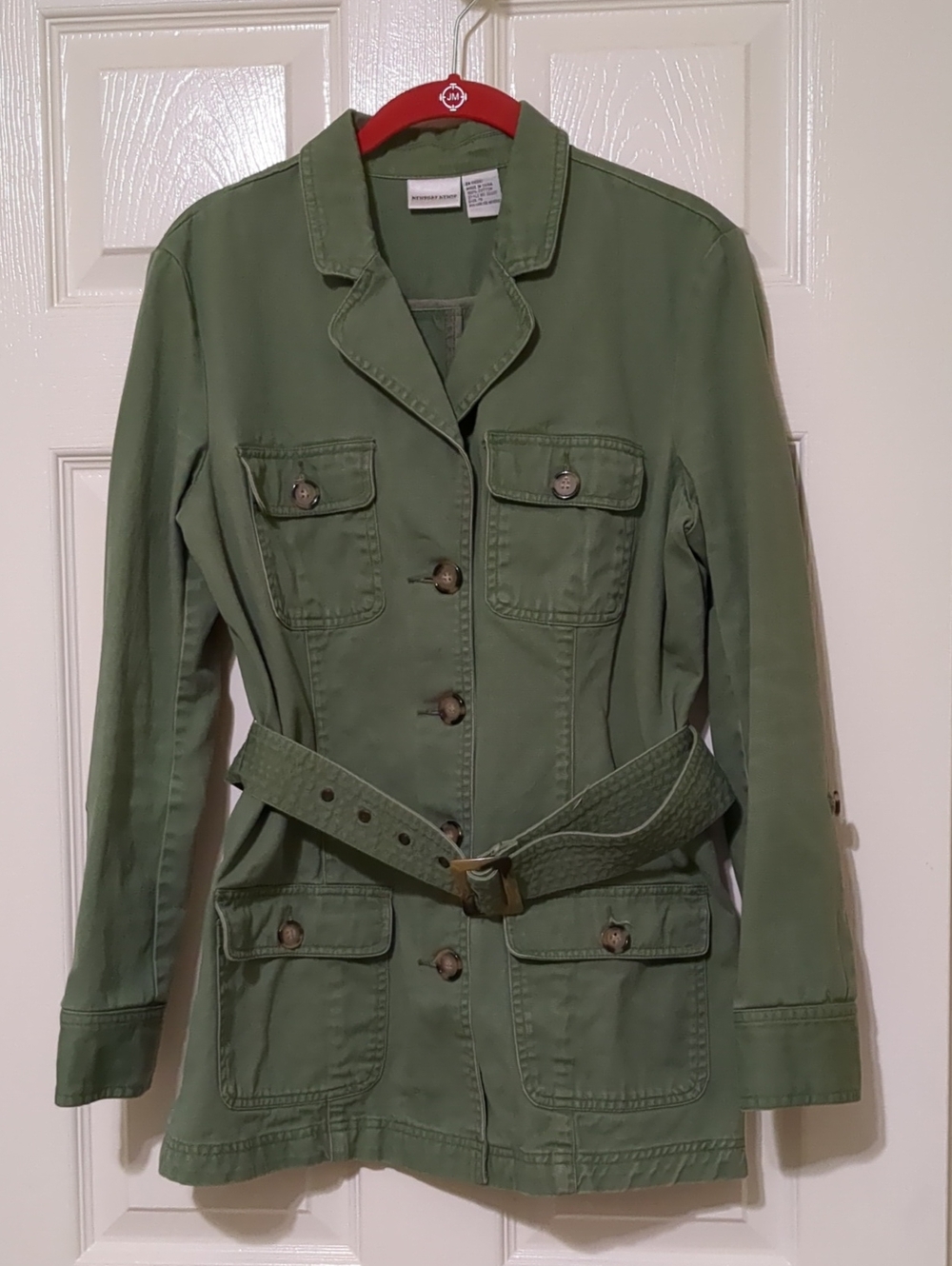 Newport News Olive Utility Jacket with Belted Waist